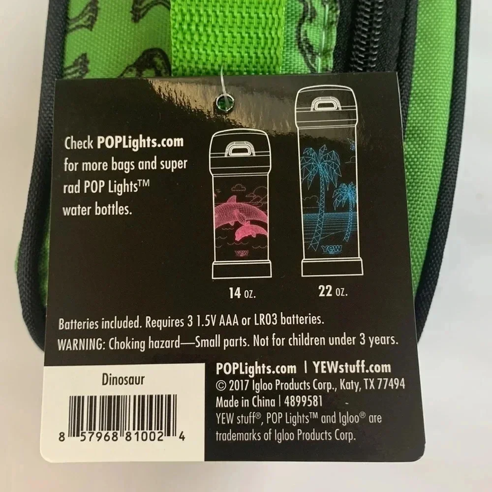 Igloo Yew Dinosaur Light Up Lunch Insulated Cooler Bag Green NWT